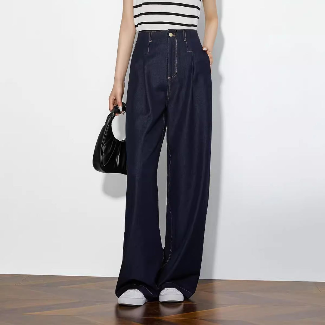 Damen Elegante Hohe Taillierte Wide-Leg Jeans Echoarchiv