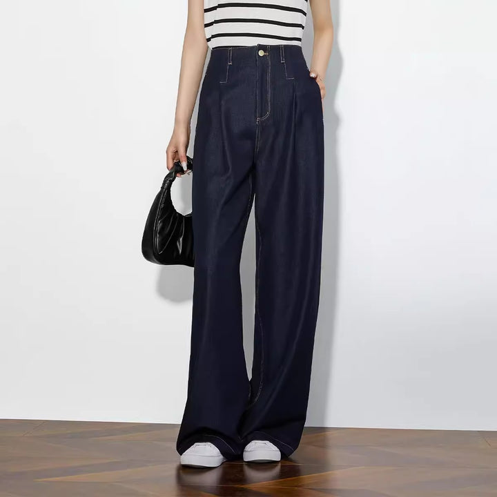 Damen Elegante Hohe Taillierte Wide-Leg Jeans Echoarchiv