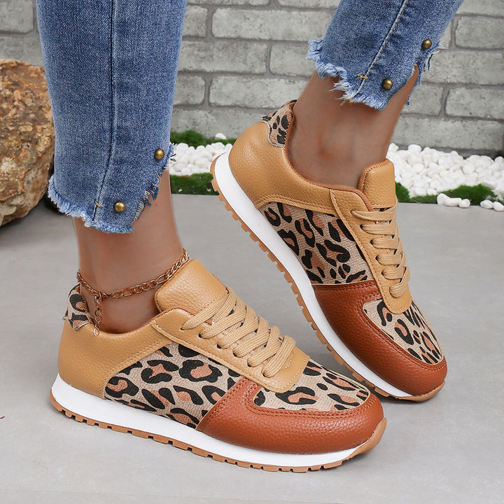 Damen sportliche Leoparden-Print Retro-Sneaker mit gepolstertem Komfortfußbett und profilierter Gummisohle Echo Archiv