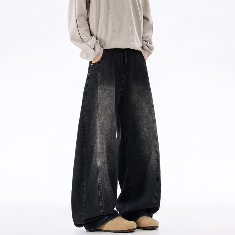 Herren Ultraweit geschnittene Denim-Hose im Palazzo-Stil mit tiefem Schritt Echo Archiv