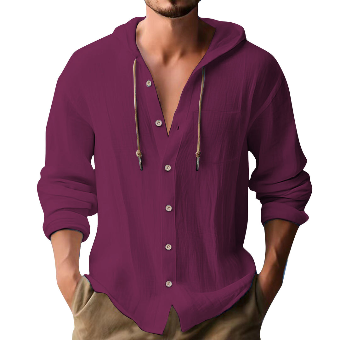 Herren lässiges Kapuzenshirt mit Knopfleiste und praktischen Taschen Echoarchiv