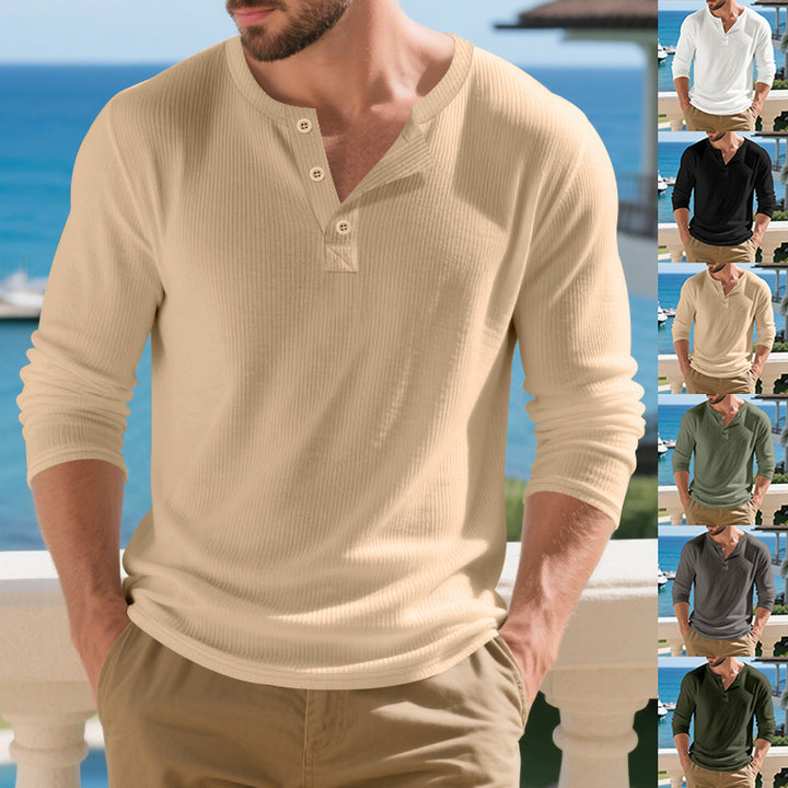 Herren Langarmshirt mit Knopfleiste Echoarchiv