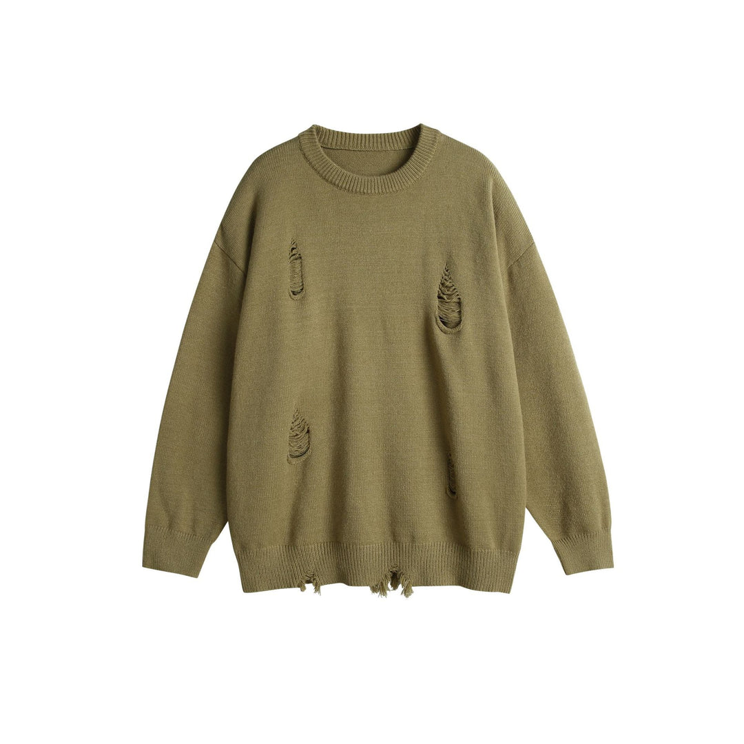 Unisex Oversize Strickpullover mit Destroyed-Detail und Rippbündchen Echoarchiv