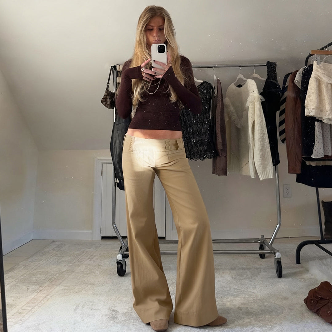 Damen weite Baumwollhose mit eleganter Schnittführung und praktischen Taschen Echo Archiv