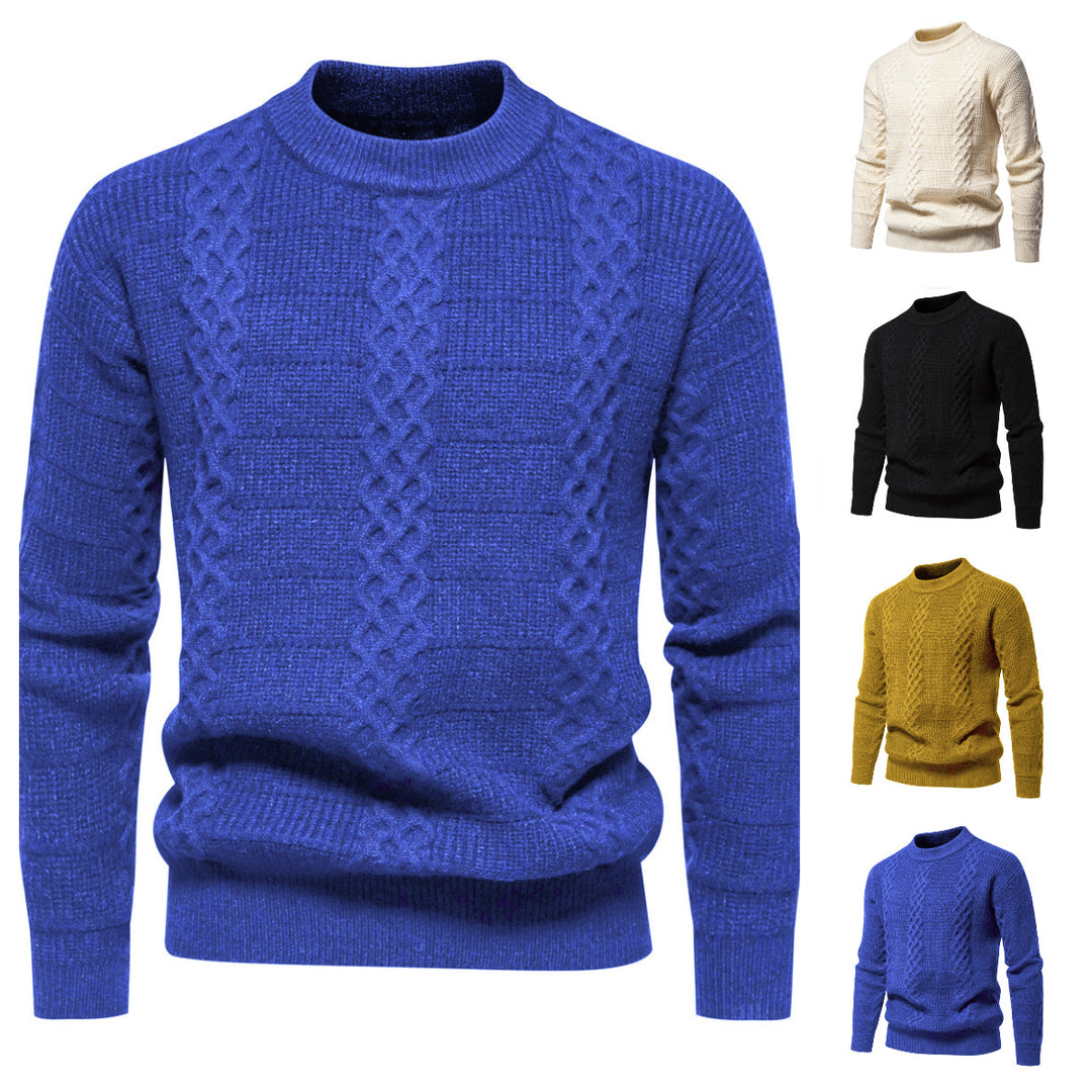 Herren Strukturierter Strickpullover mit hohem Kragen Echoarchiv