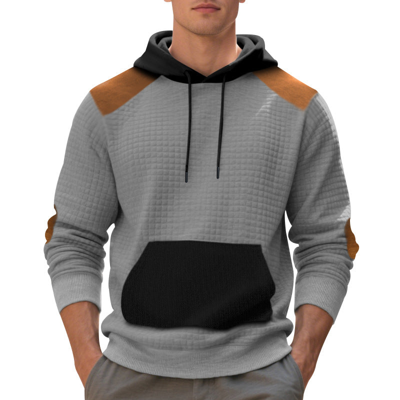 Herren nan urbaner Waffelstrick-Kapuzenpullover mit Kängurutasche und Besatz Echo Archiv