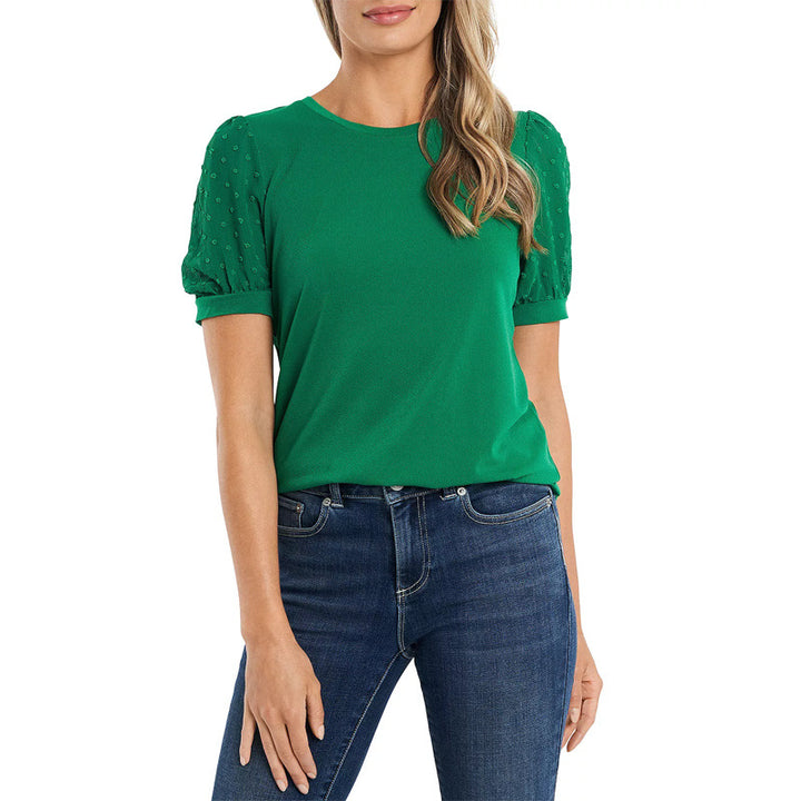 Damen modisches Freizeitshirt mit Puffärmeln und Struktur Echo Archiv