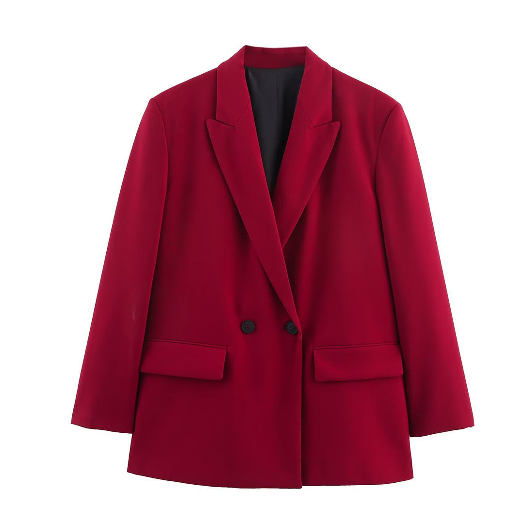 Damen Doppelreiher-Blazer mit Reverskragen, längerem Oversize-Schnitt und Pattentaschen Echo Archiv