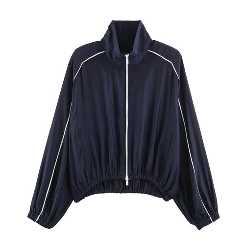 Damen Leichte Cropped‑Blousonjacke im Bomberstil mit Funnelkragen und elastischem Saum Echo Archiv