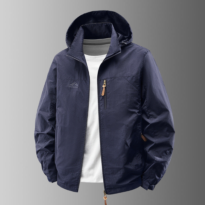 Herren Ultraleichte Außenjacke mit verstellbarer Kapuze