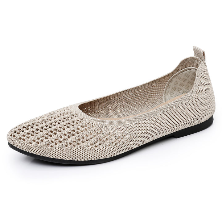 Damen nan atmungsaktive gestrickte Ballerina-Slipper mit perforiertem Obermaterial und orthopädischem Memory-Fußbett Echo Archiv