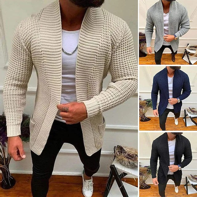 Herren Strickcardigan mit Schalkragen und strukturiertem Waffelmuster Echo Archiv