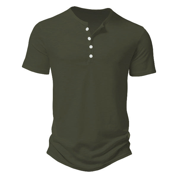 Herren Kurzarm-Henley-T-Shirt mit atmungsaktivem Design und praktischen Knöpfen Echoarchiv