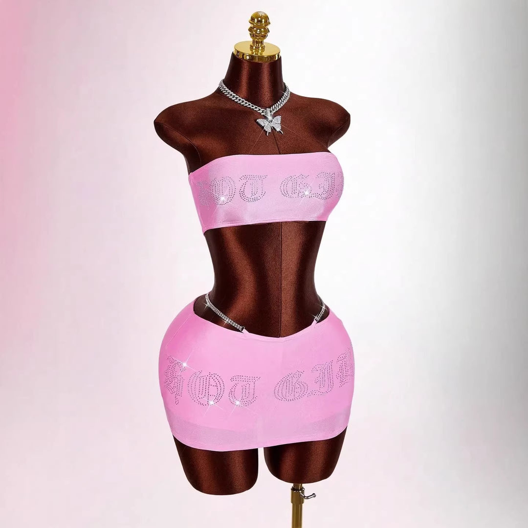 Damen Bandeau Top mit funkelndem Schriftzug Echo Archiv