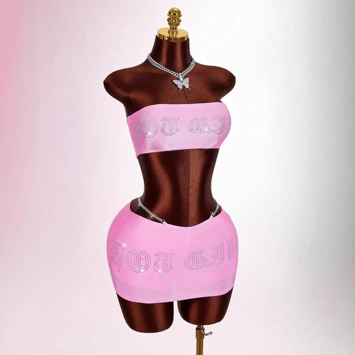 Damen Bandeau Top mit funkelndem Schriftzug Echo Archiv