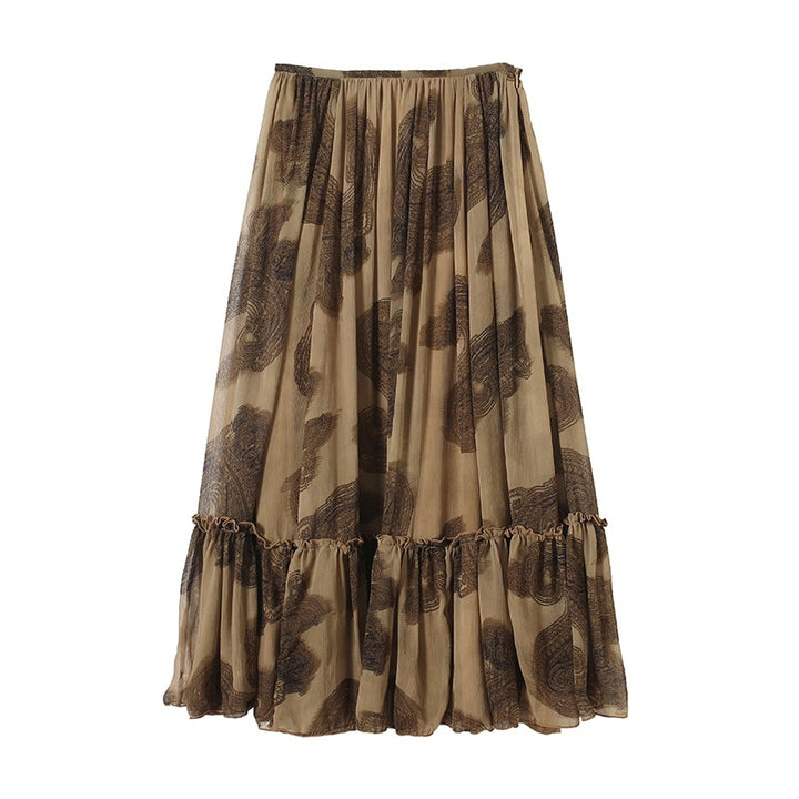 Damen Maxirock aus Chiffon mit Plissée, Elastischem Bund und Volantsaum Echo Archiv