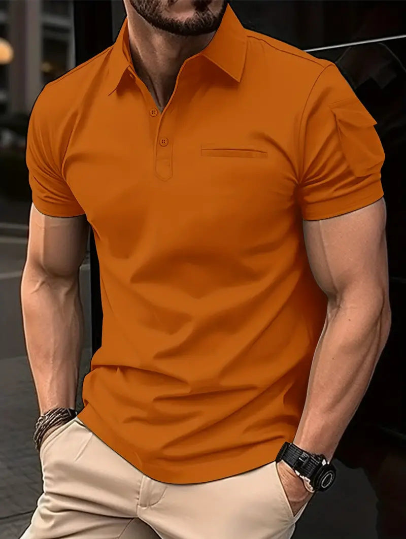 Herren modern geschnittenes Kurzarm-Polohemd mit Brusttasche Echoarchiv