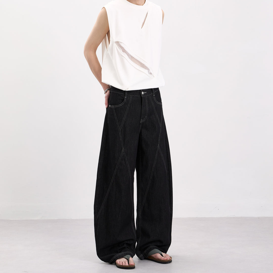 Herren Ärmelloses Oversize-Tanktop mit Mesh‑Einsätzen und asymmetrischem Schnitt Echo Archiv