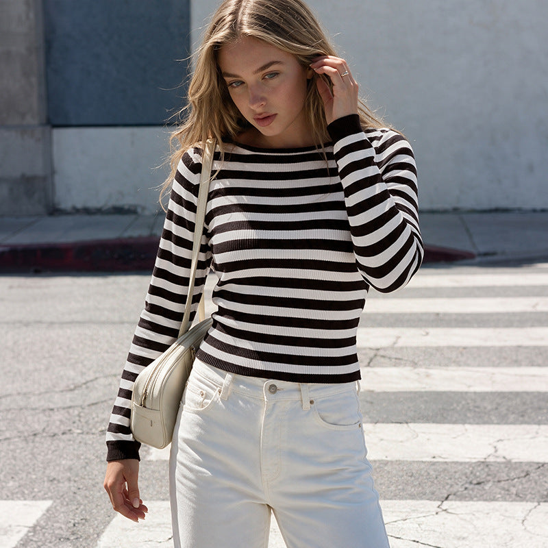 Damen Lässiger Langarm-Pullover im modernen Streifenlook Echo Archiv