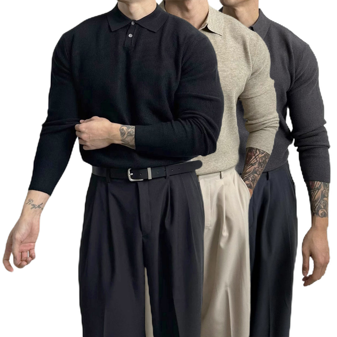 Herren Elegant Strukturierter Langarm-Pullover Echo Archiv