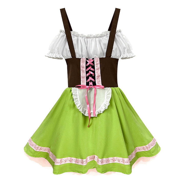 Damen nan folklorisches Trachtenkleid mit Schnürmieder, Carmenbluse und Rüschen-Schürze Echo Archiv