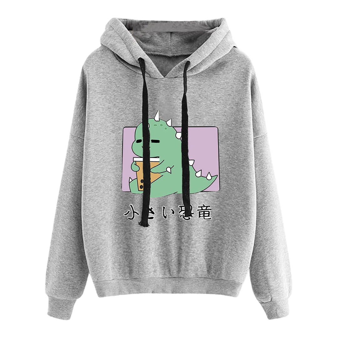 Damen kurz geschnittener Cropped-Kapuzenpullover mit niedlicher Frosch-Illustration und verstellbarer Kapuze – Auréline