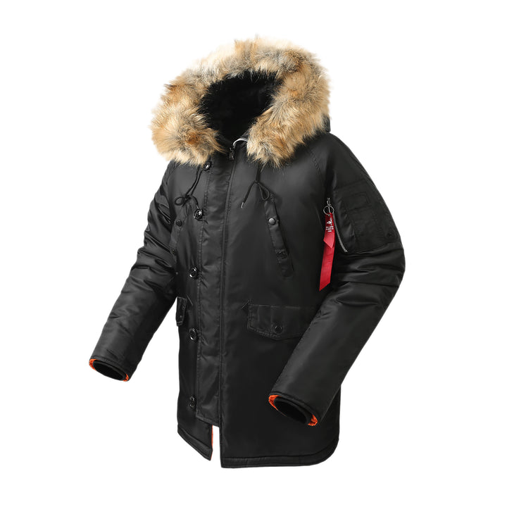 Herren langer Thermo-Parka mit Kapuze und abnehmbarem Kunstfellbesatz Echo Archiv