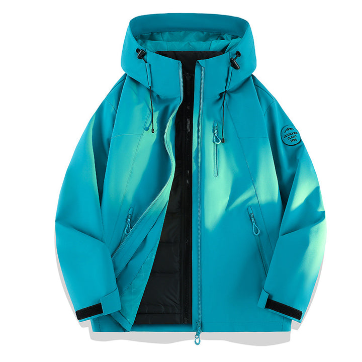 Damen Leichte wasserdichte Kapuzenjacke mit Teddy‑Charm und verdeckten Reißverschlusstaschen Echoarchiv