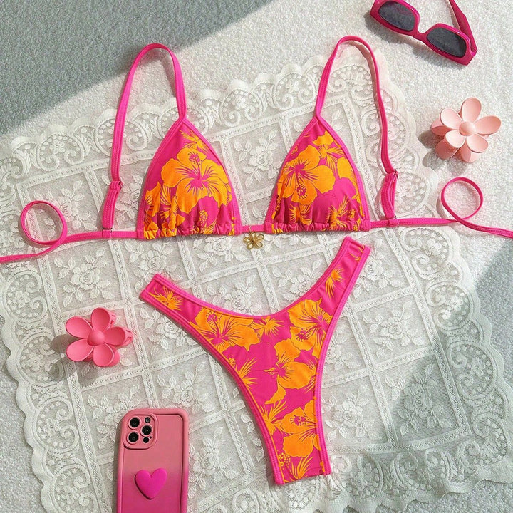 Damen Triangel-Bikini mit floralem Design und verstellbaren Trägern Echo Archiv