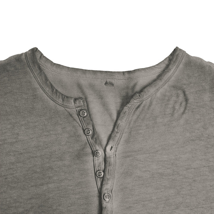 Herren Langarm-Henley-Shirt mit modischem Kragen Echoarchiv