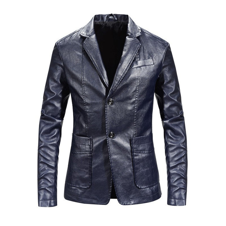 Herren elegante Kunstlederjacke mit modernem Schnitt und praktischen Taschen Echoarchiv