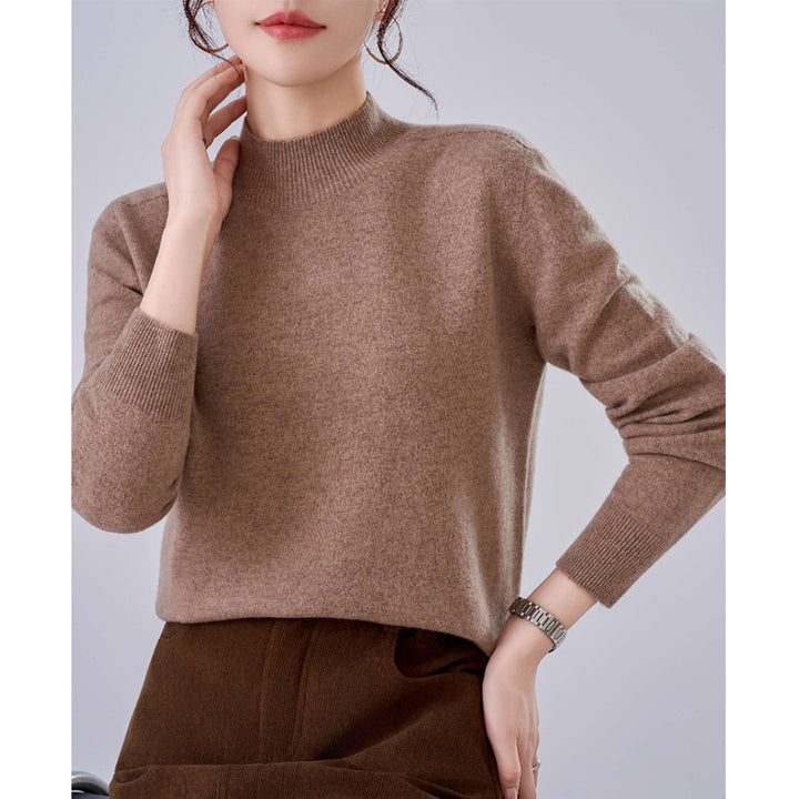 Damen Feiner Feinstrick-Pullover mit kurzem Stehkragen und Kaschmir-Optik Echoarchiv