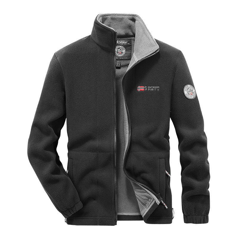 Herren Fleece-Outdoorjacke mit durchgehendem Reißverschluss, Stehkragen und Reißverschlusstaschen Echo Archiv