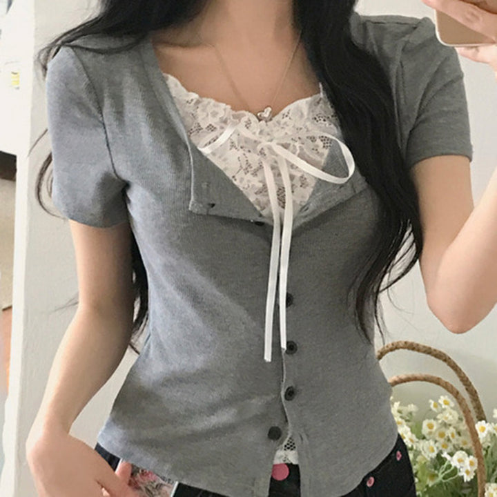 Damen Spitzen-Oberteil mit schulterfreiem Design und eleganter Schnürung Echo Archiv