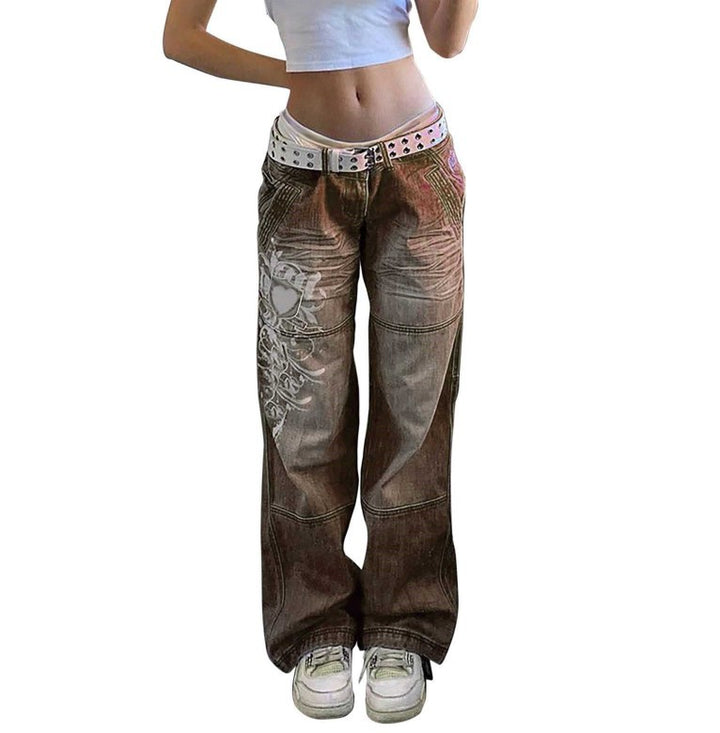 Damen weite Jeans mit einzigartigem grafischen Design Echo Archiv