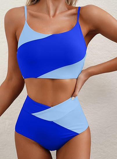 Damen Hoch tailliertes Bikini-Oberteil mit asymmetrischem Design Echo Archiv