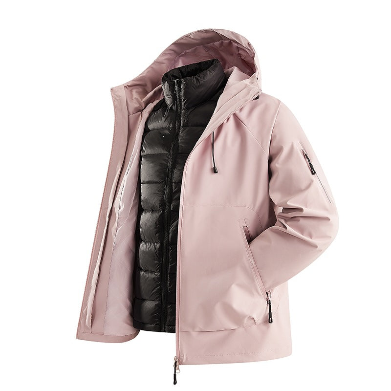 Herren Zweiteilige Übergangsjacke mit abnehmbarer Steppinnenjacke und Kapuze Echoarchiv