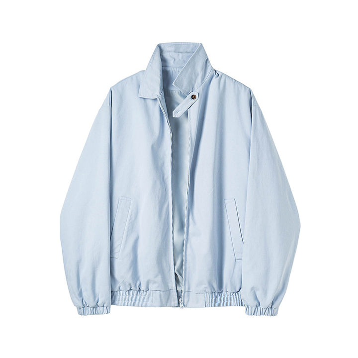 Herren Minimalistische Harrington-Übergangsjacke mit Stehkragen, Kinnschutzriegel und elastischem Saum Echoarchiv