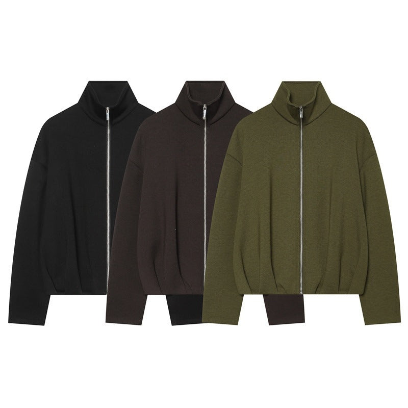 Damen Leichter Zip-Cardigan mit Stehkragen und kastiger Silhouette Echo Archiv
