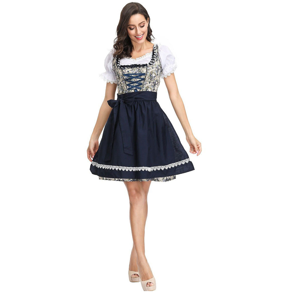 Damen nan traditionelles Dirndlkleid mit geschnürtem Mieder und abnehmbarer Schürze Echo Archiv