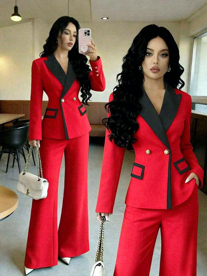 Damen Elegantes Doppelreihiges Blazer-Set Echo Archiv