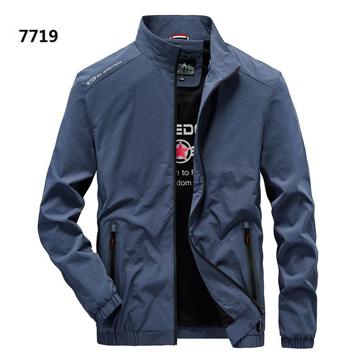 Herren Leichte Softshell-Windjacke mit Stehkragen wasserabweisenden Reißverschlüssen und Mesh-Innenfutter – Taviero