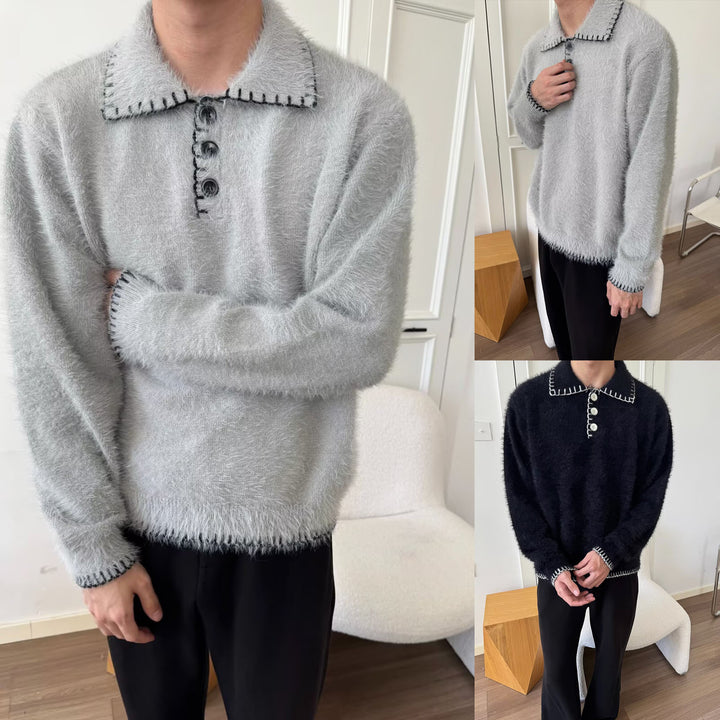 Damen Kuscheliger Grobstrickpullover mit Polokragen Echoarchiv