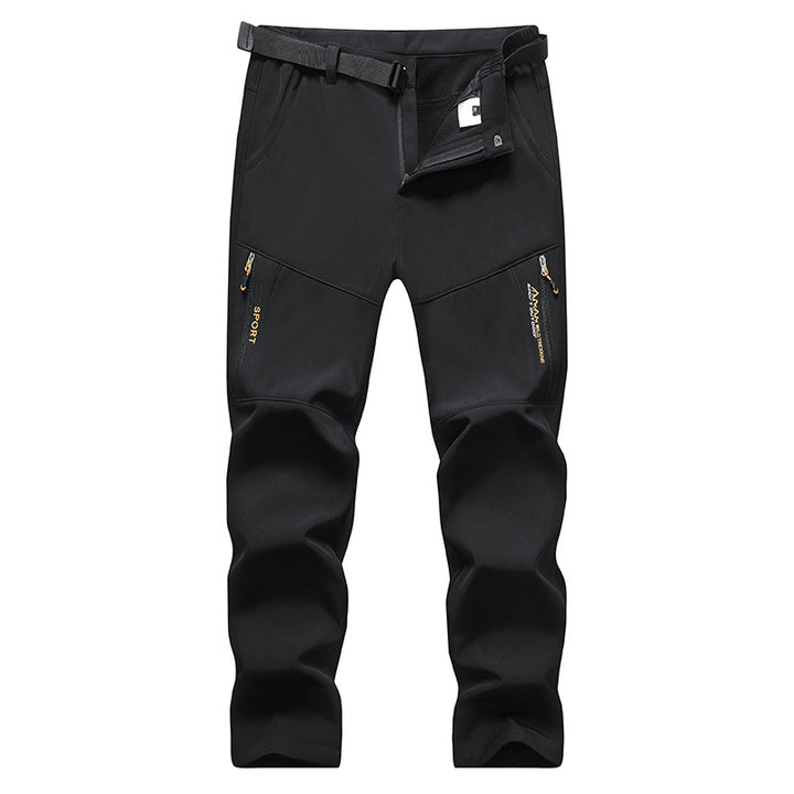 Herren Softshell-Outdoorhose mit integriertem Gürtel, knievorformten Verstärkungen und Reißverschlusstaschen Echoarchiv