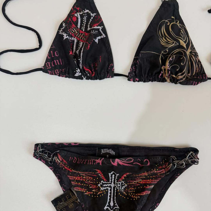 Damen Bikini-Set mit einzigartigem Druck und schimmernden Applikationen Echo Archiv