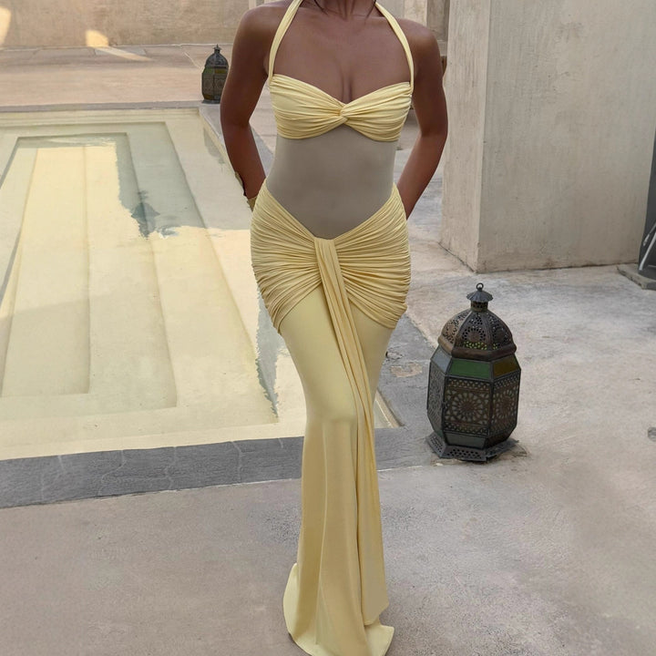 Damen Elegantes Maxikleid mit Raffhalterung und figurformenden Details Echo Archiv