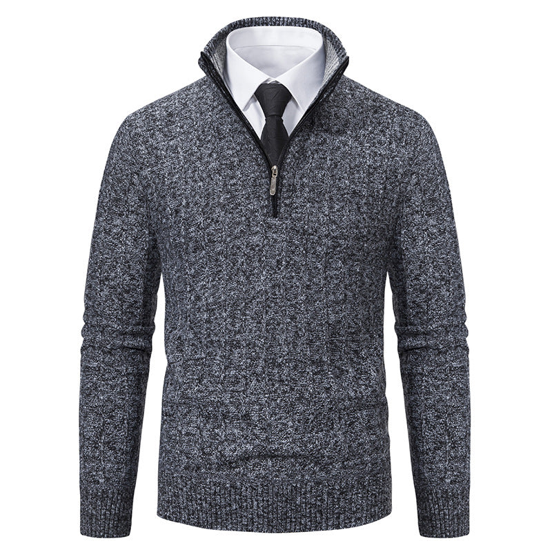Herren nan Halbzip-Strickpullover mit strukturierter Zopfoptik, wärmendem Stehkragen und schmaler Silhouette Echo Archiv
