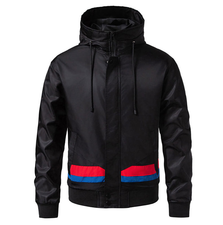 Herren sportliche Übergangsjacke mit verstellbarer Kapuze und reflektierenden Akzenten Echoarchiv