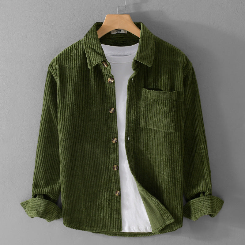 Herren Cord-Overshirt mit breiter Rippenstruktur, Brusttasche und Relaxed-Fit Echoarchiv