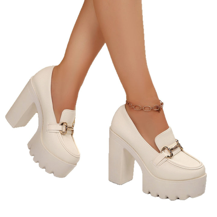 Damen Chunky-Plateau-Loafer mit hohem Blockabsatz und Zier-Bit – Lioré